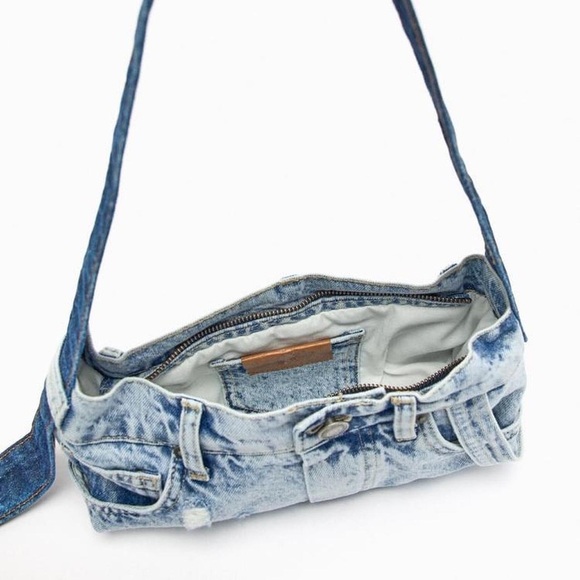 ZARA PATCHWORK DENIM SHOULDER BAG - Picture 3 of 7